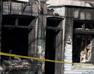 building with fire damage